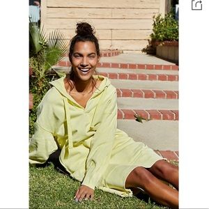 Free People Movement Spur of the Moment Solid Hoodie Sweatshirt Small Yellow S